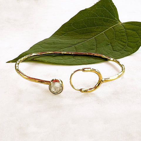 Fair trade moonstone brass bracelet