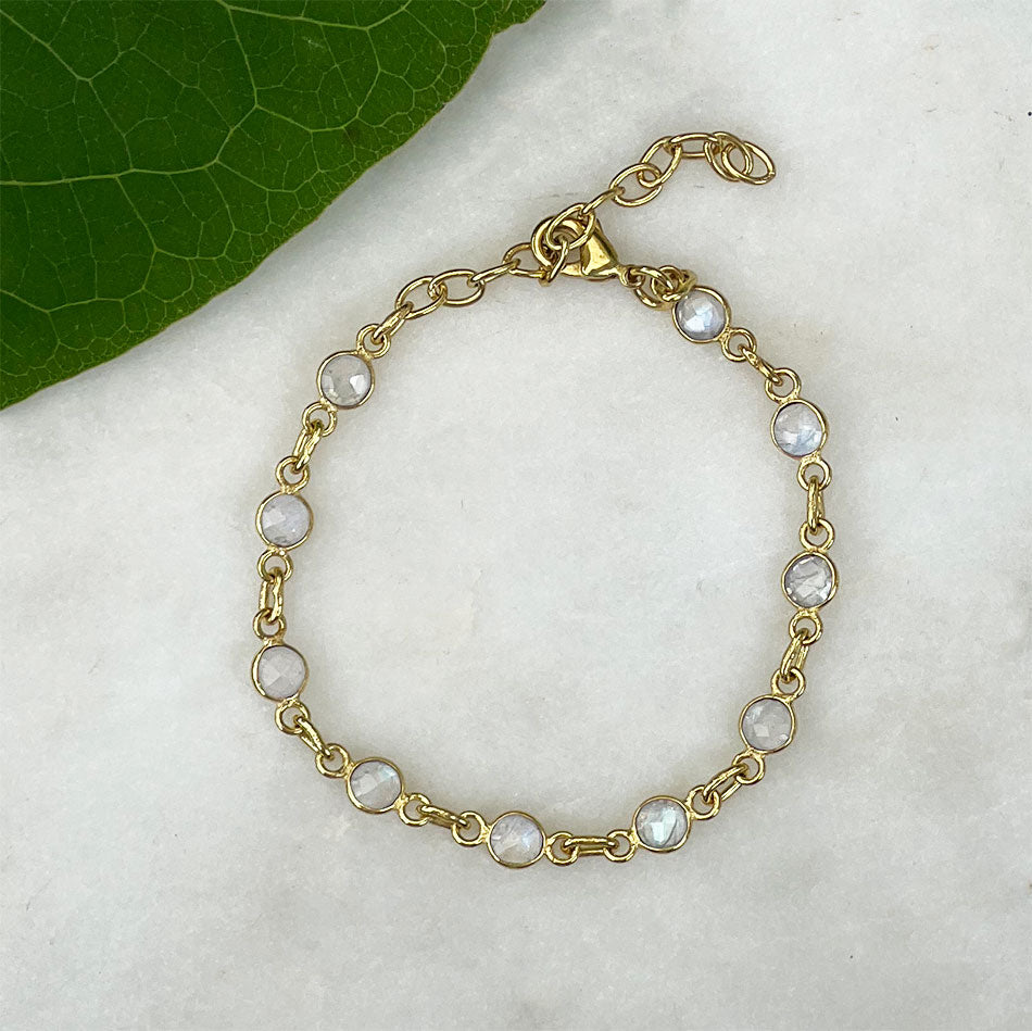 Fair trade moonstone brass bracelet handmade