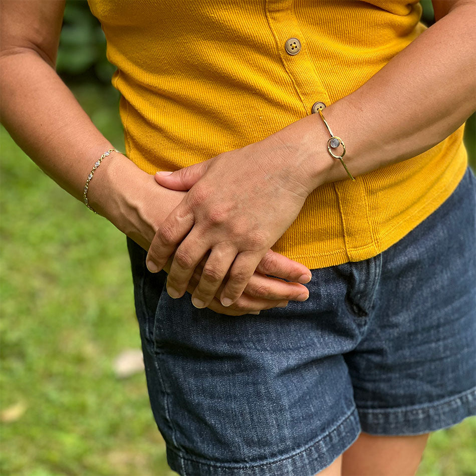 Fair trade moonstone brass bracelet