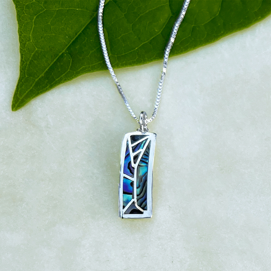 Ethically handmade sterling silver abalone necklace