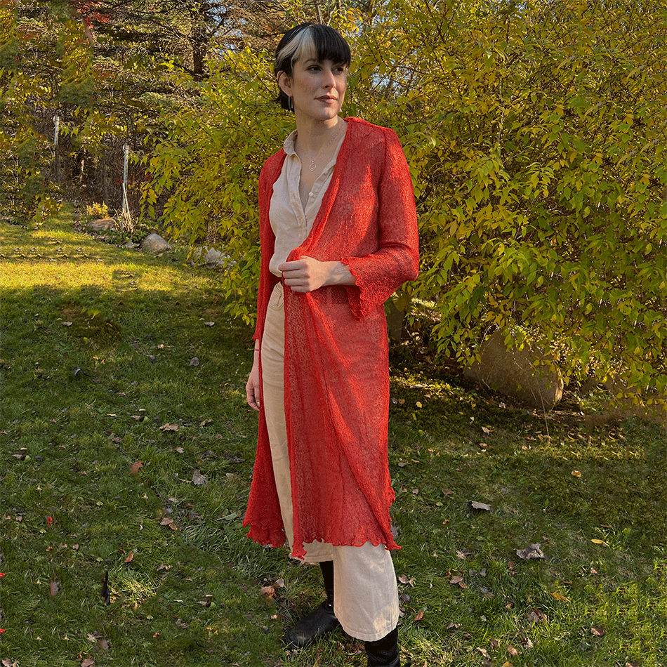 Fair trade knit sheer duster