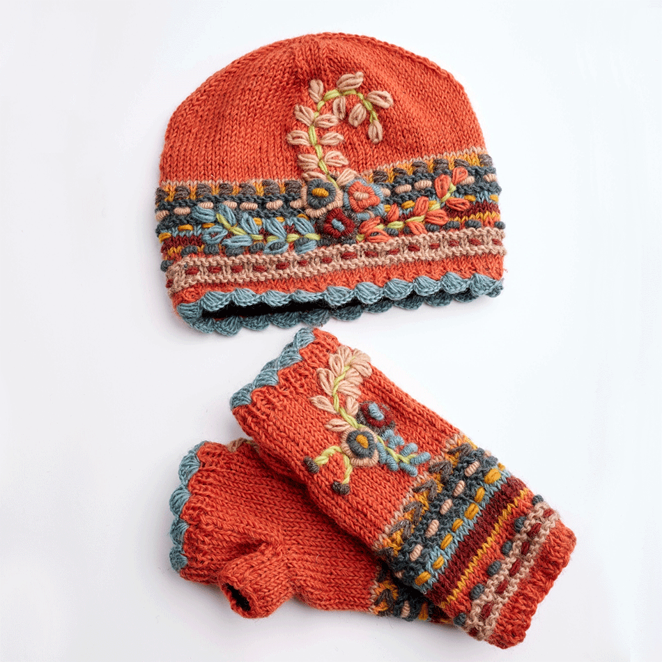 Fair trade wool knit fingerless gloves