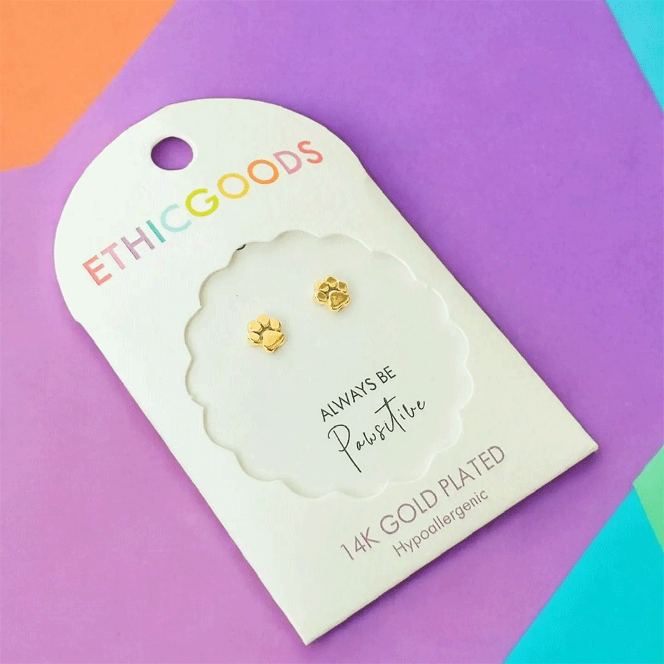 Fair trade kid's paw studs earrings