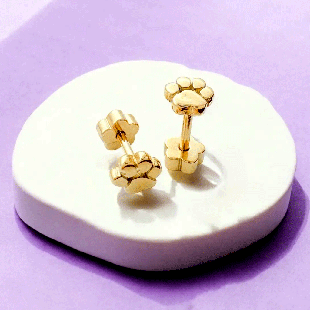 Fair trade kid's paw studs earrings