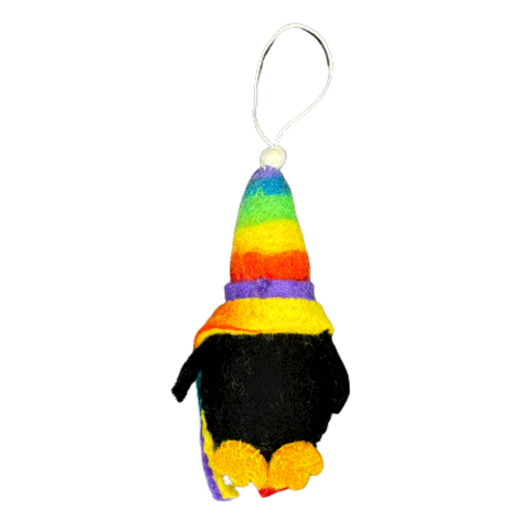 Fair trade rainbow penguin felt ornament