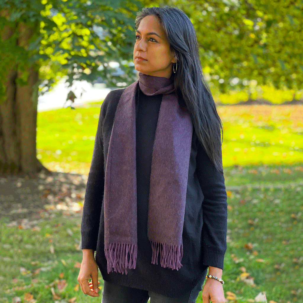 Fair trade baby alpaca scarf purple