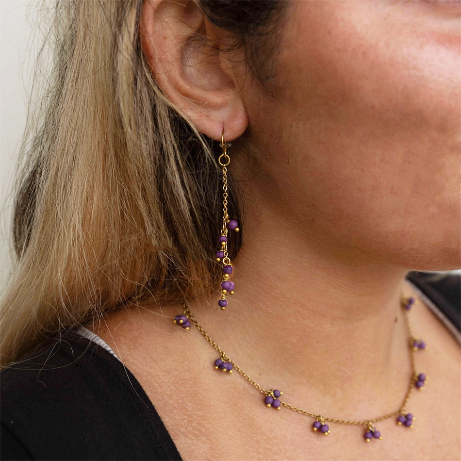 FAir trade bead chain earrings handmade by survivors of human trafficking