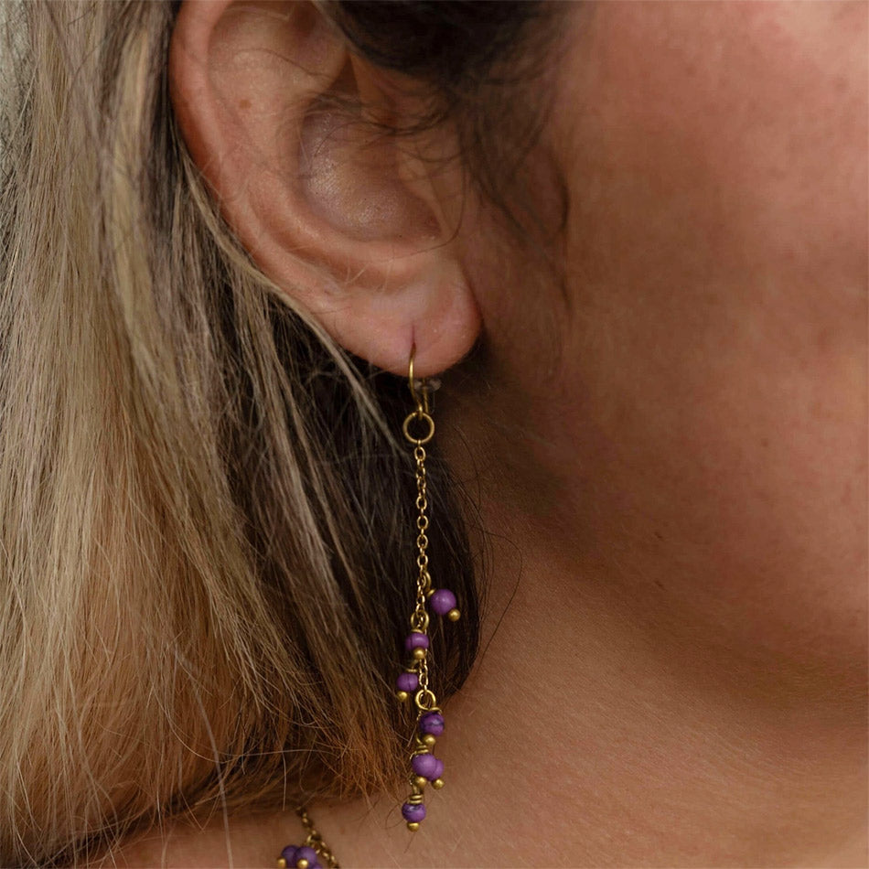 Fair trade chain bead earrings handmade by survivors of human trafficking