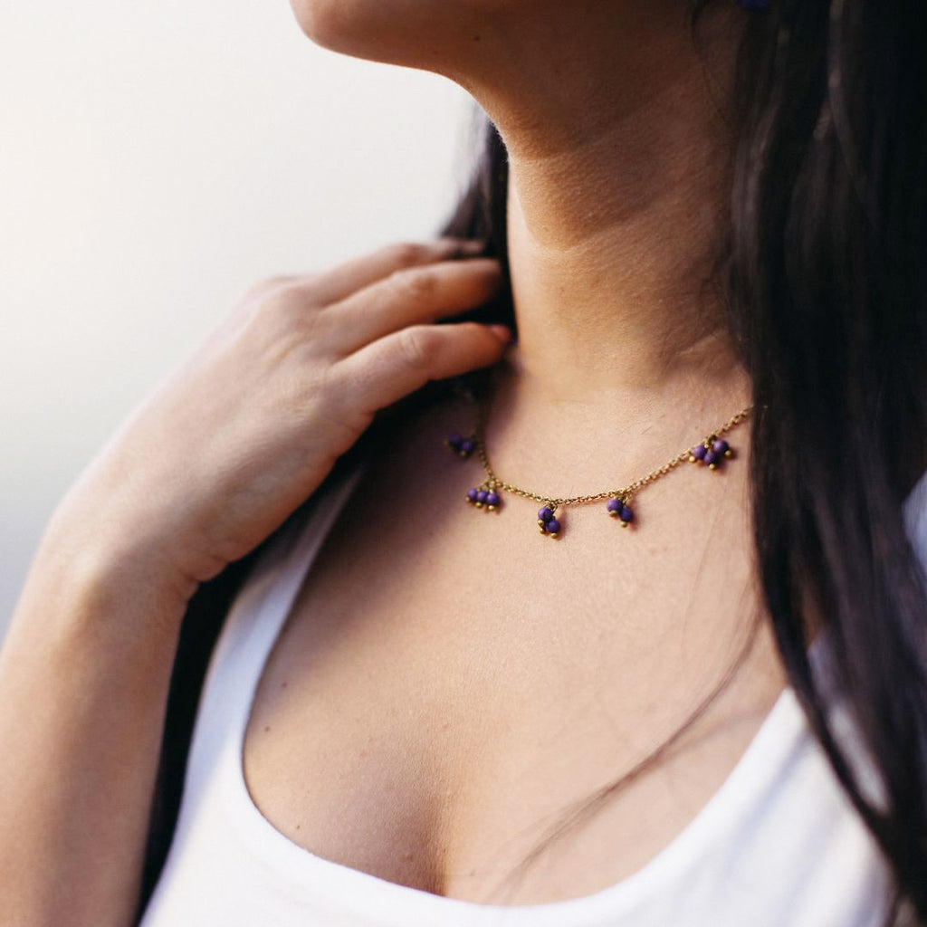 Fair trade chain necklace handmade by survivors of human trafficking.