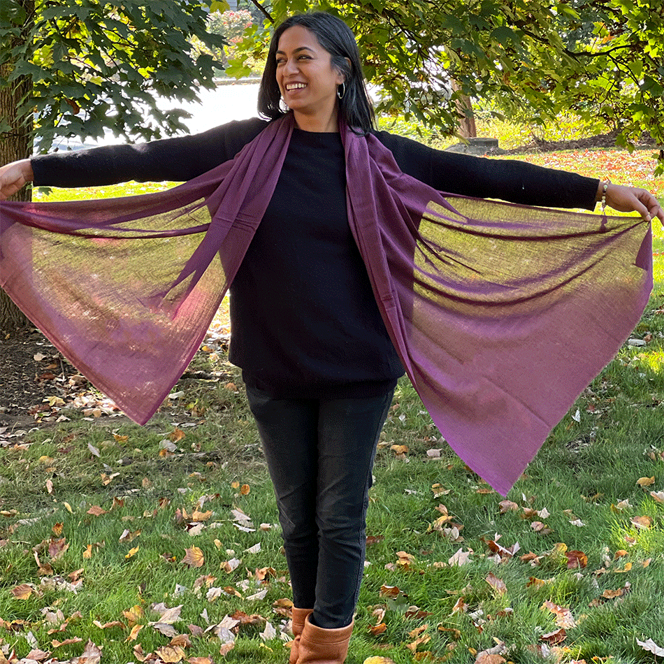 Fair trade cashmere scarf purple