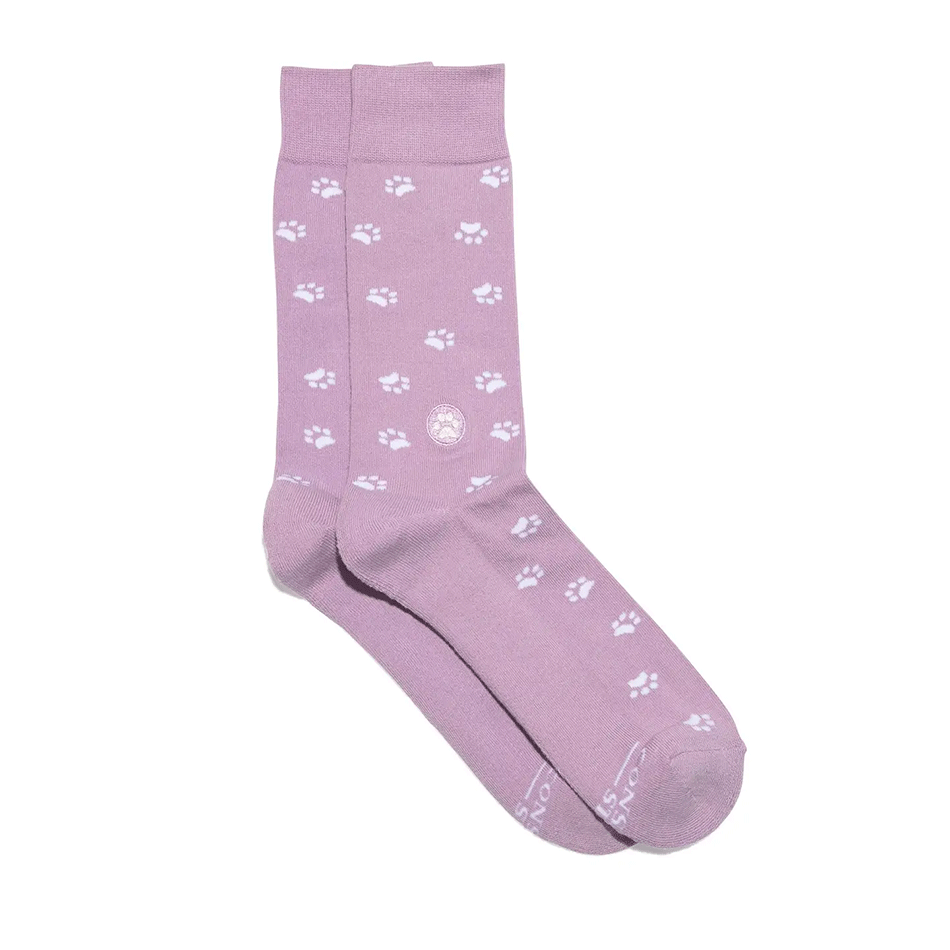 Fair trade organic cotton socks purple paw