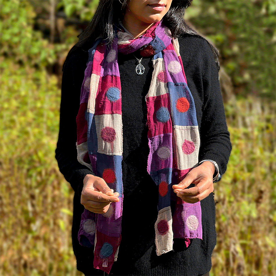 Fair trade wool silk felt scarf