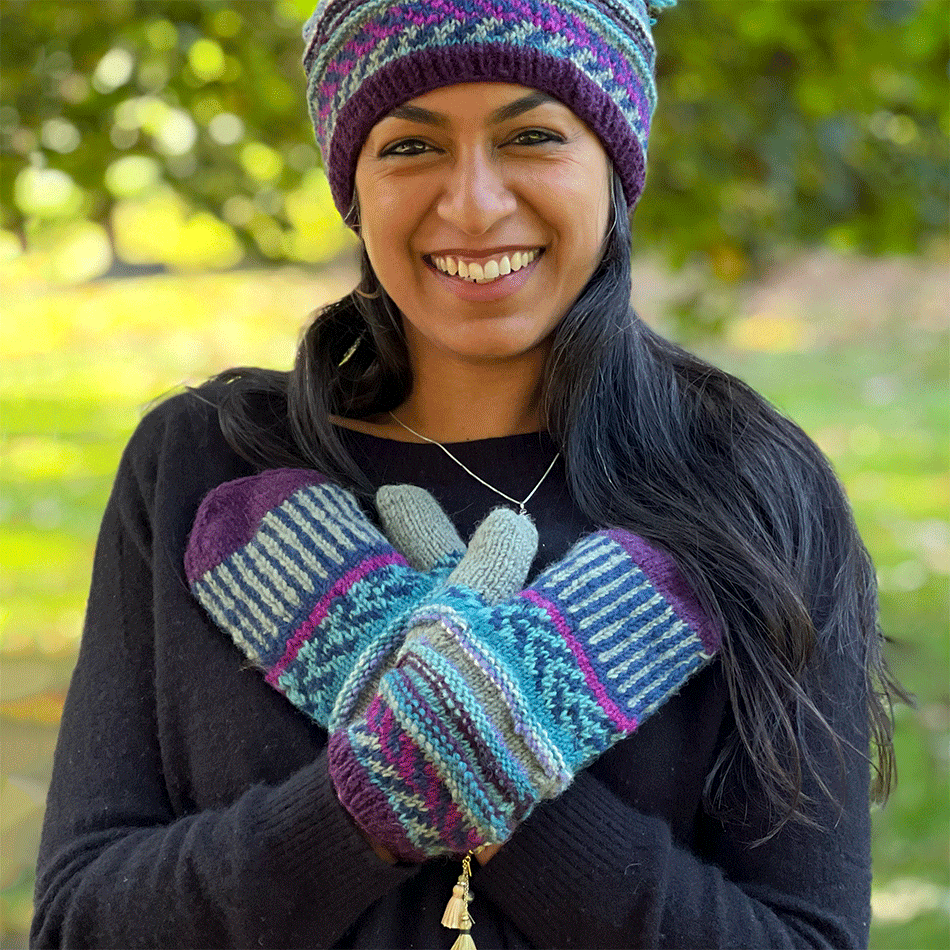 Fair trade wool hand knit mittens