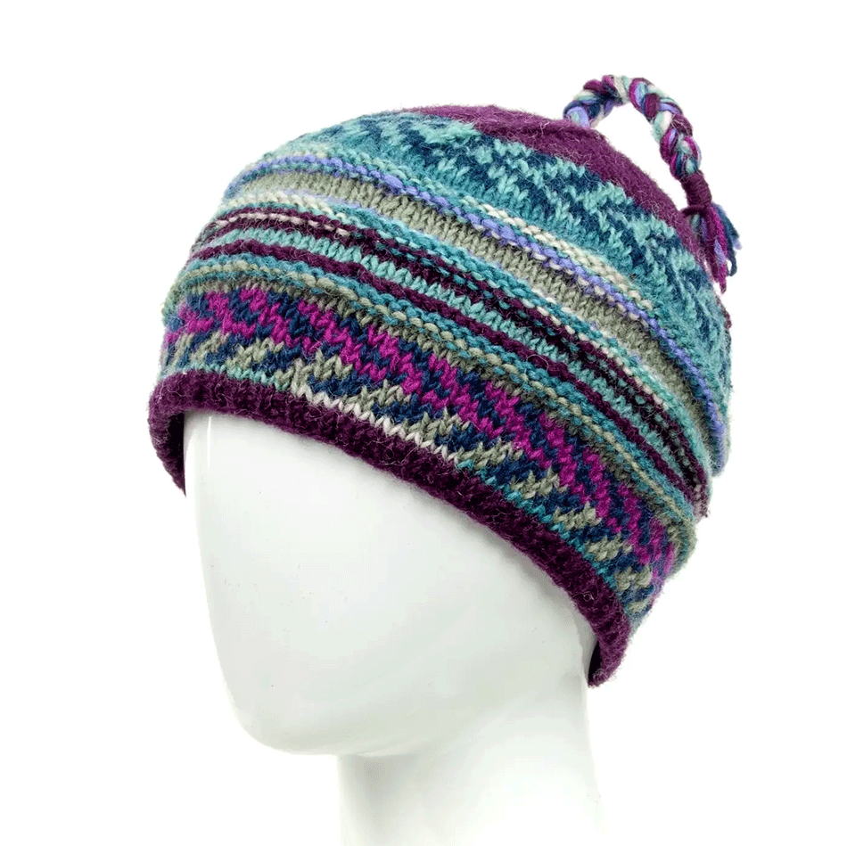 Fair trade wool hand knit hat