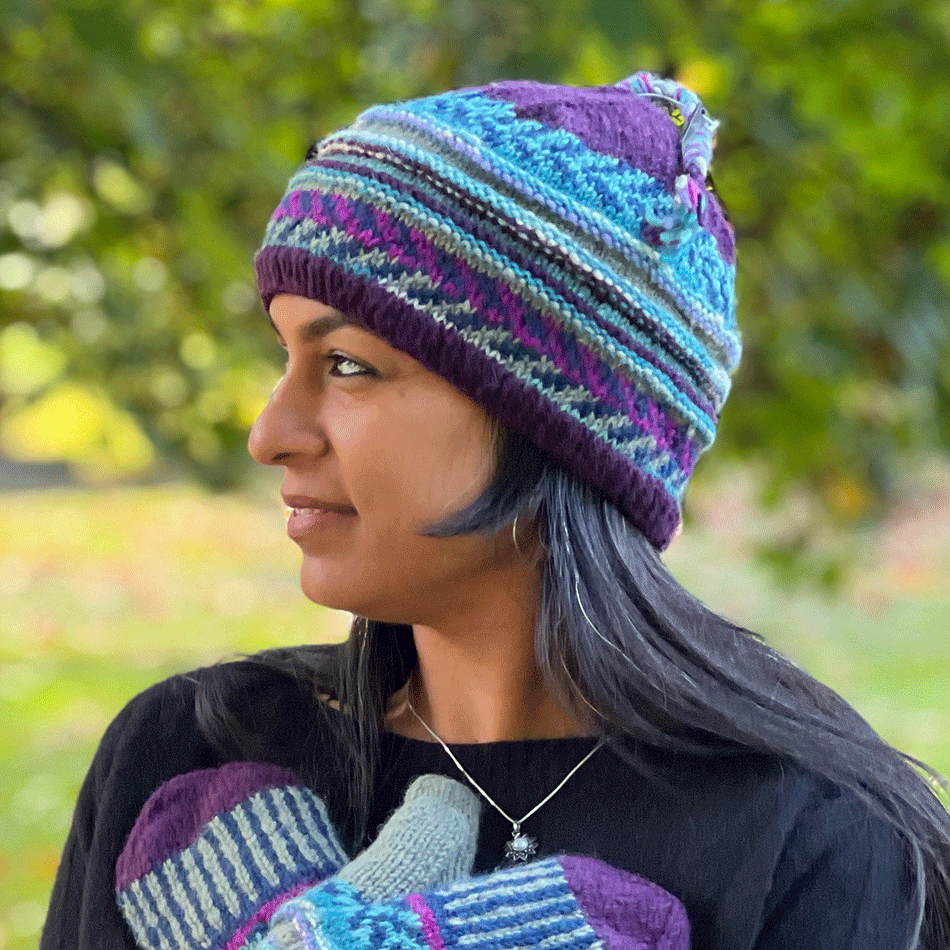 Fair trade wool hand knit hat