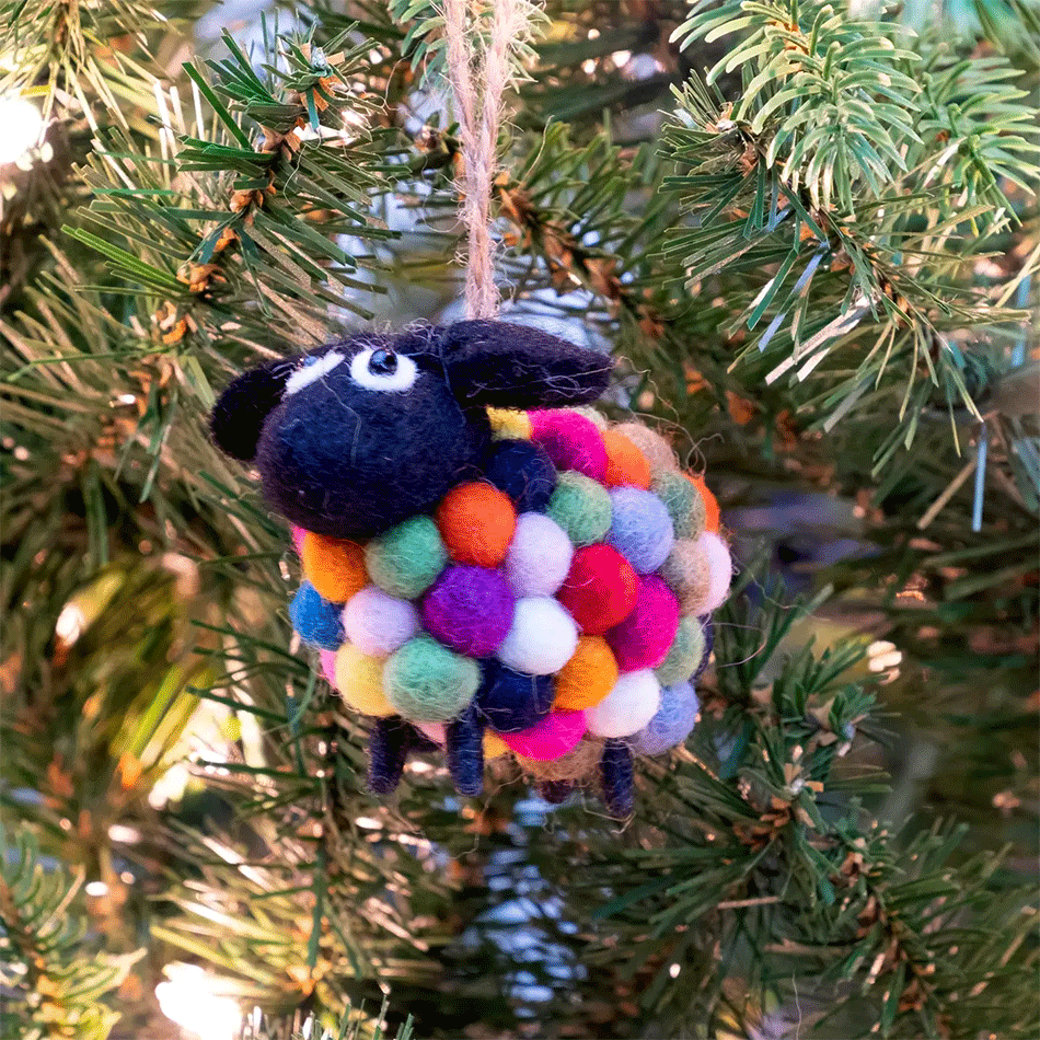 Fair trade felt sheep ornament