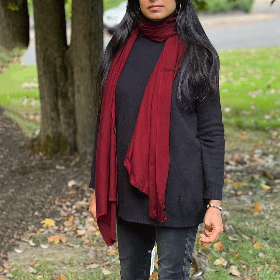 Fair trade cashmere scarf red