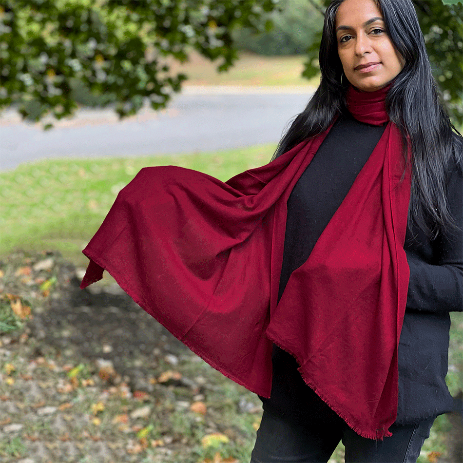 Fair trade cashmere scarf red