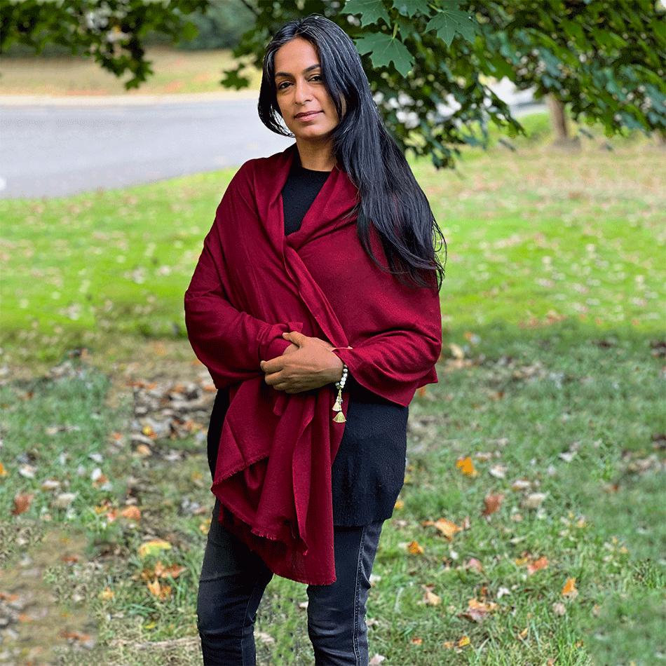 Fair trade cashmere scarf red