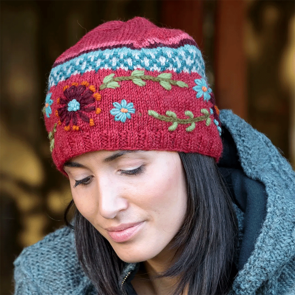 Fair trade hand knit wool hat