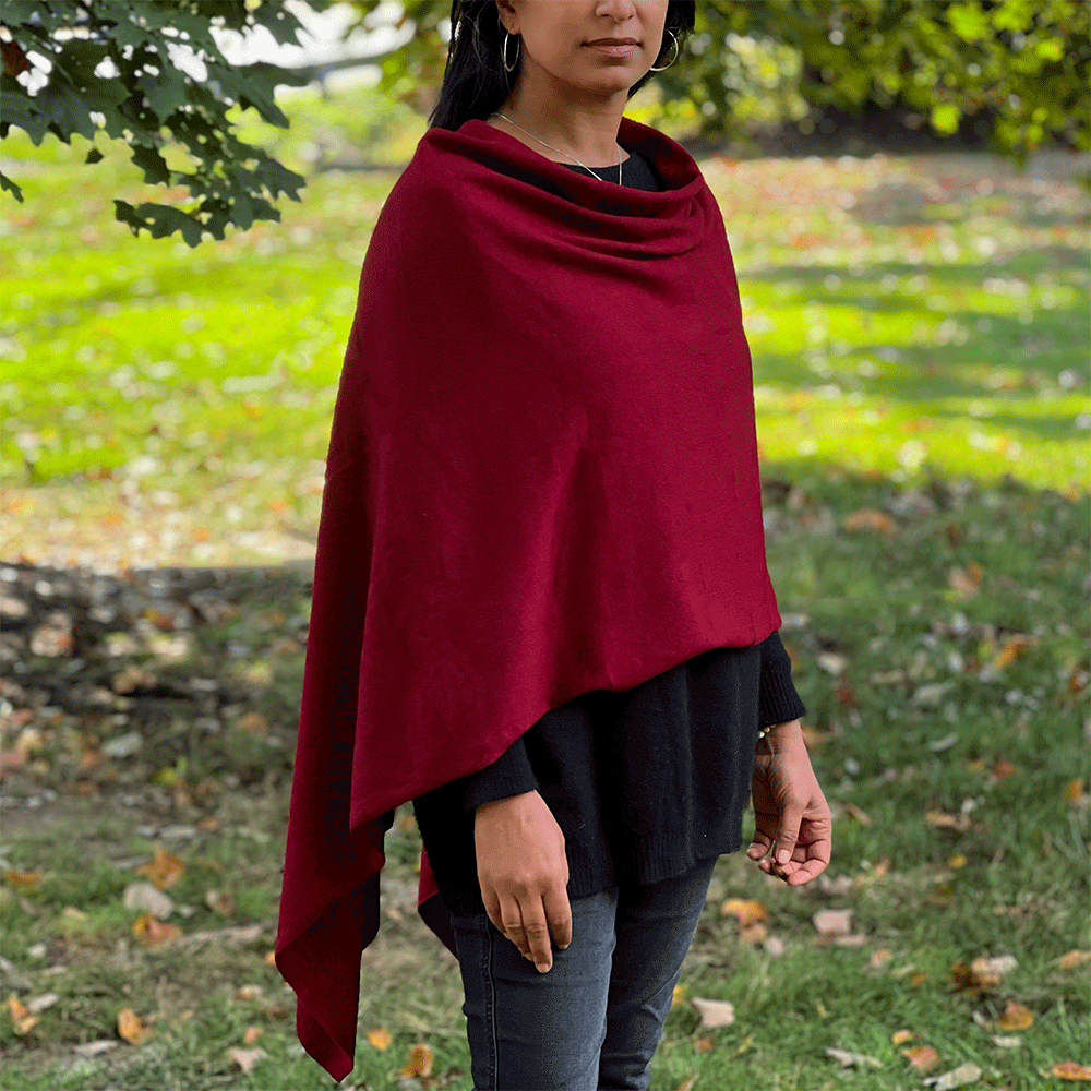 fair trade cashmere poncho red