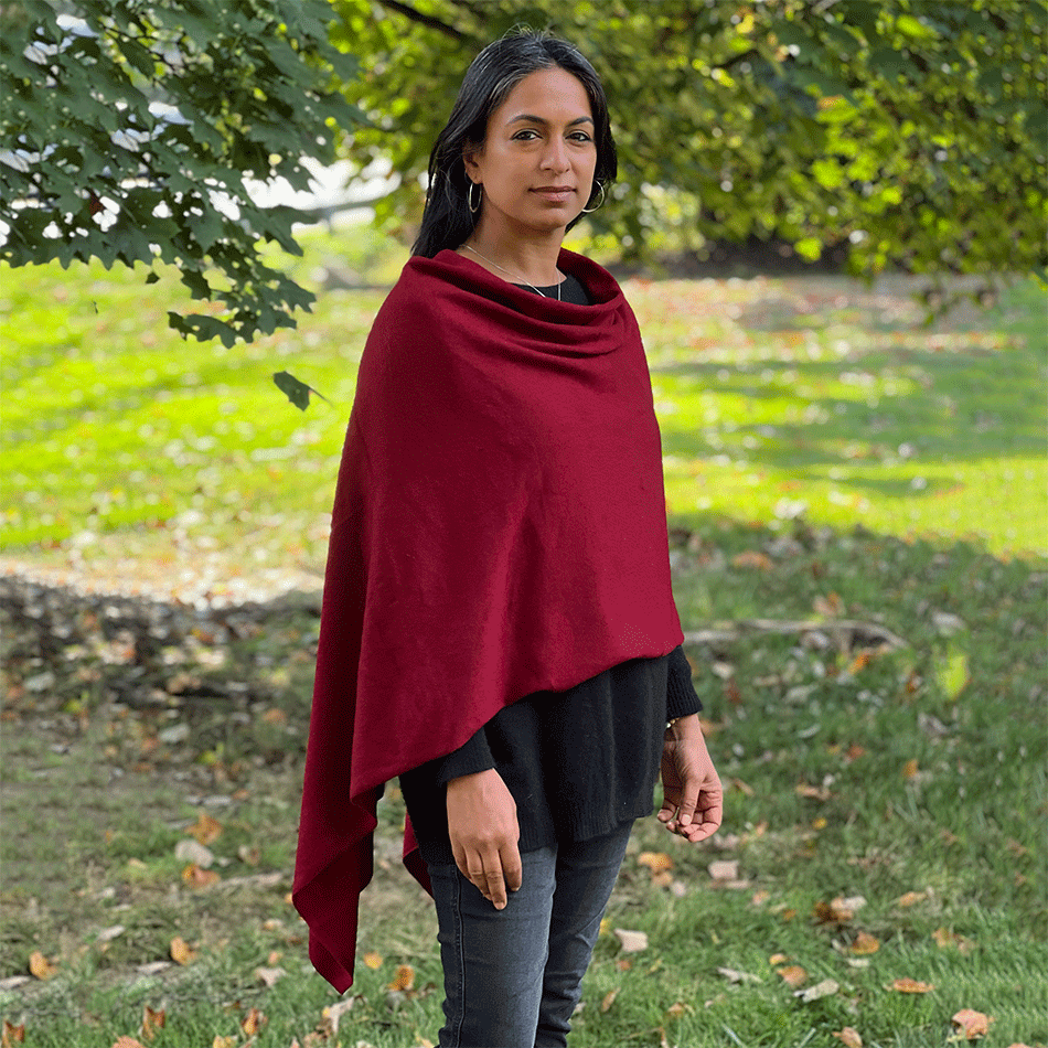 Fair trade cashmere poncho red