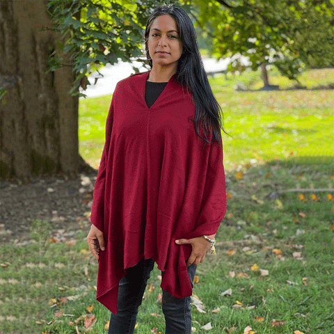 fair trade cashmere poncho red