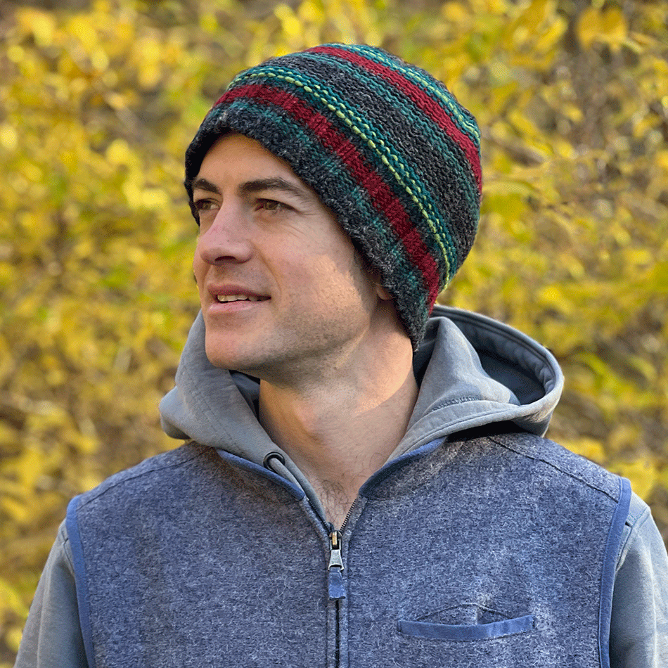 Fair trade wool knit hat men