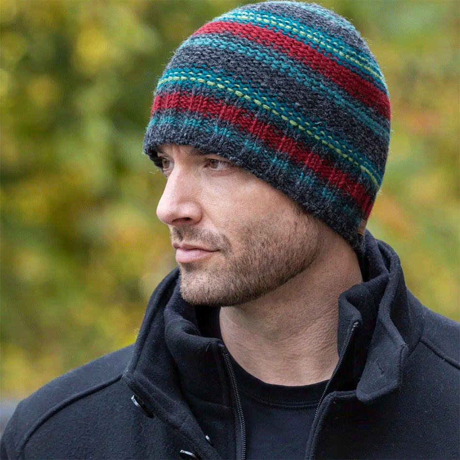 Fair trade wool knit hat men