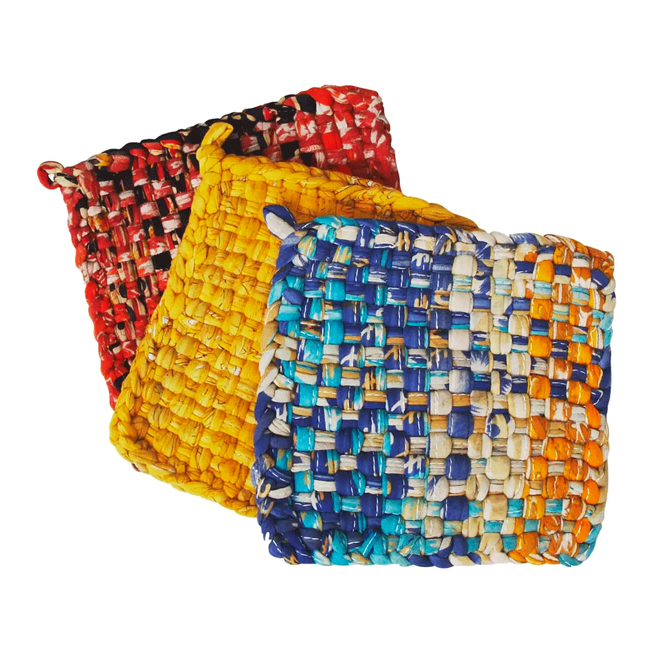 Fair trade recycled sari hot pads