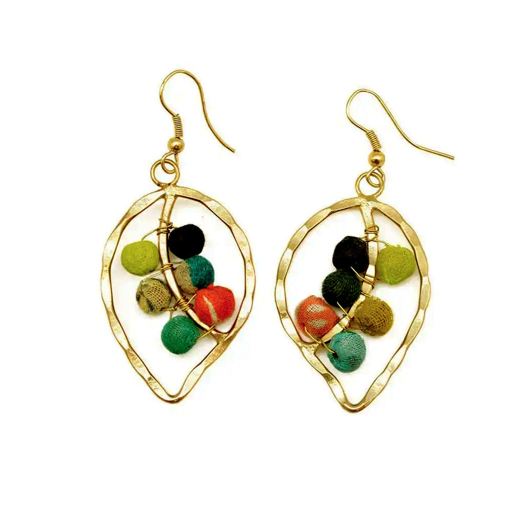 Fair trade recycled sari bead earrings