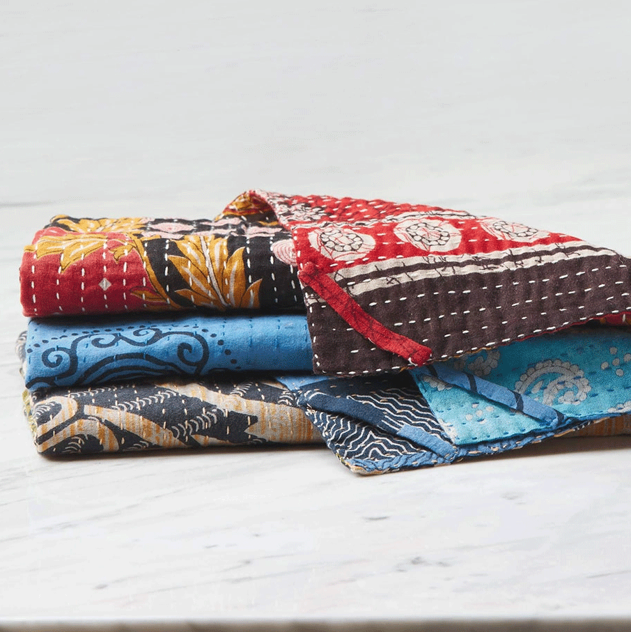 Fair trade recycled sari tea towels