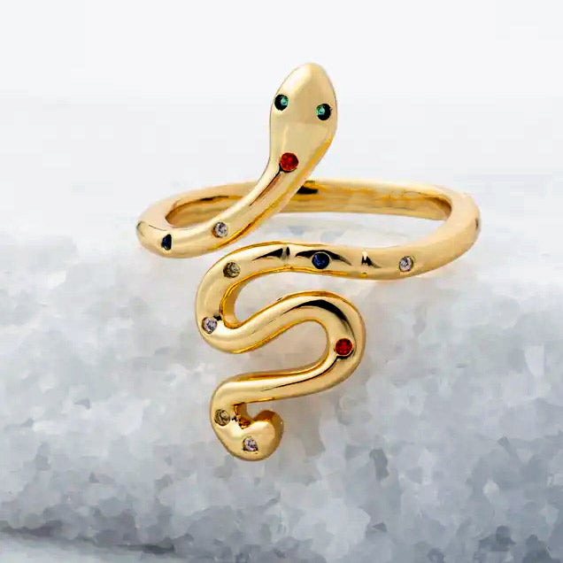 Fair trade serpent ring handmade by survivors of human trafficking.