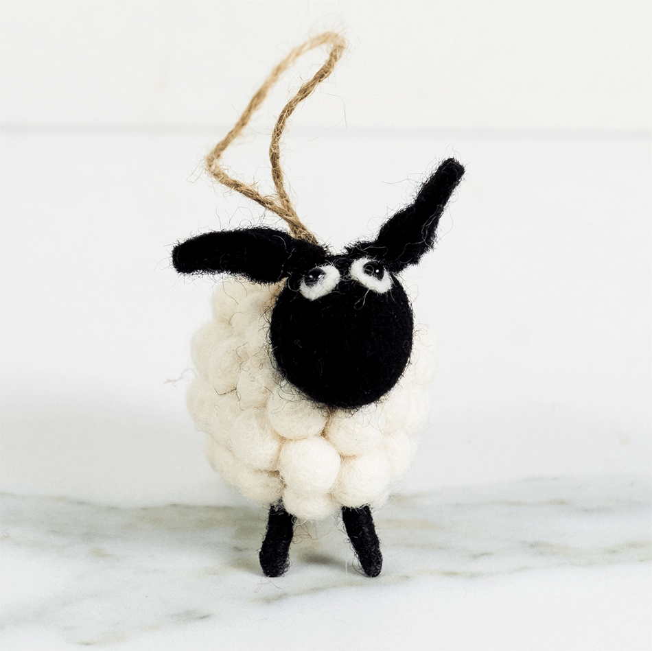 Fair trade felt sheep ornament