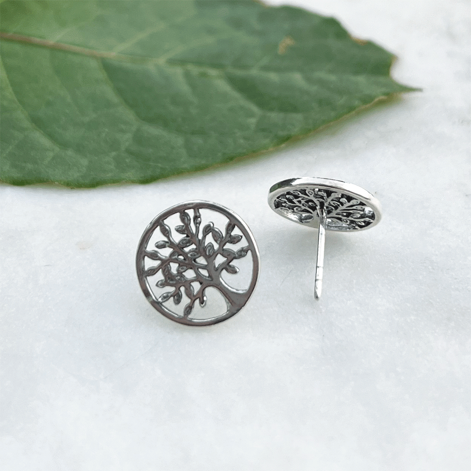 Fair trade sterling silver tree studs earrrings