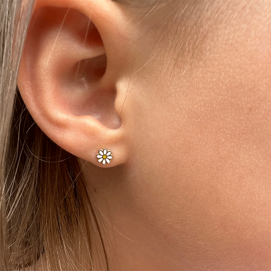 Fair trade daisy studs earrings for kids.