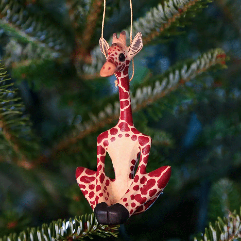 fair trade wood yoga meditating giraffe