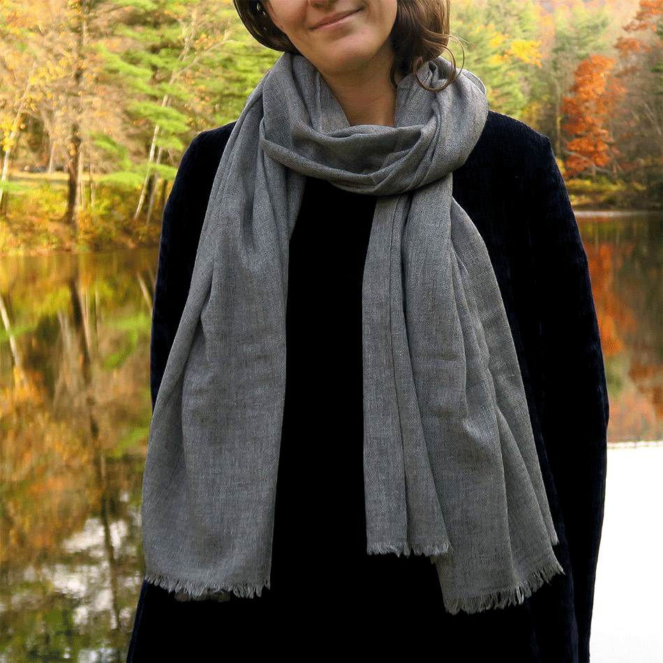 Lightweight Cashmere Scarf - Gray, Nepal