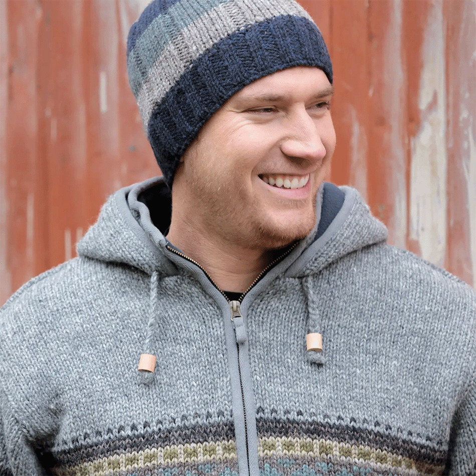 Fair trade men's wool hand knit hat