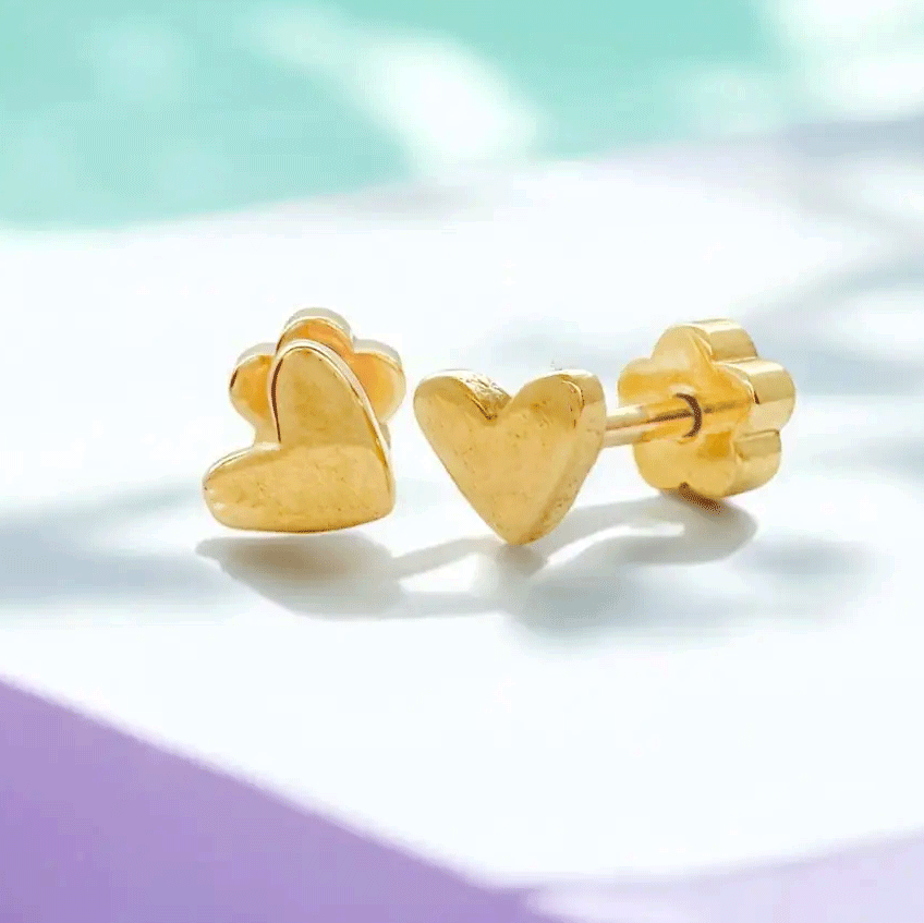 Fair trade gold heart earrings kid's