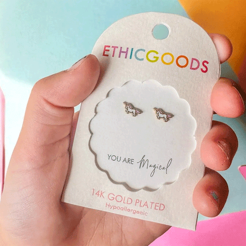 FAir trade unicorn kid's earrings