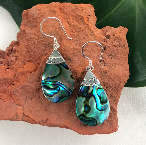 Abalone Tree of Life Earrings - Sterling Silver, Indonesia