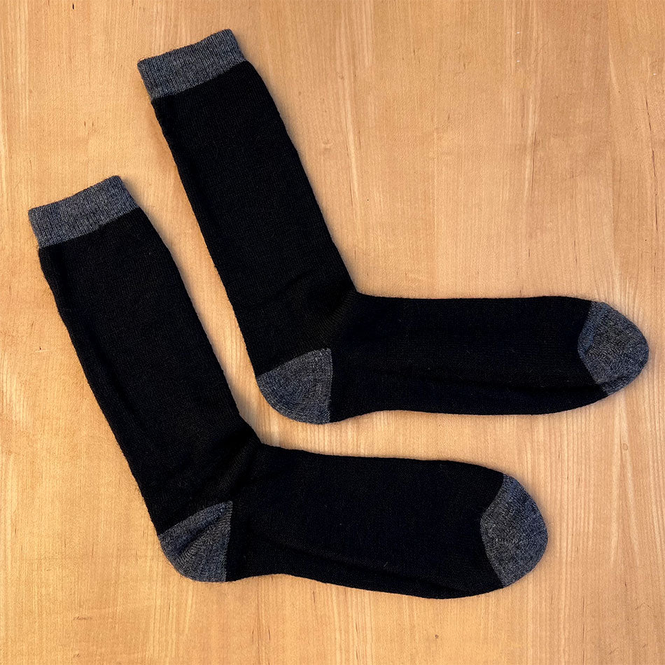 Fair trade black socks handmade by artisans in Peru