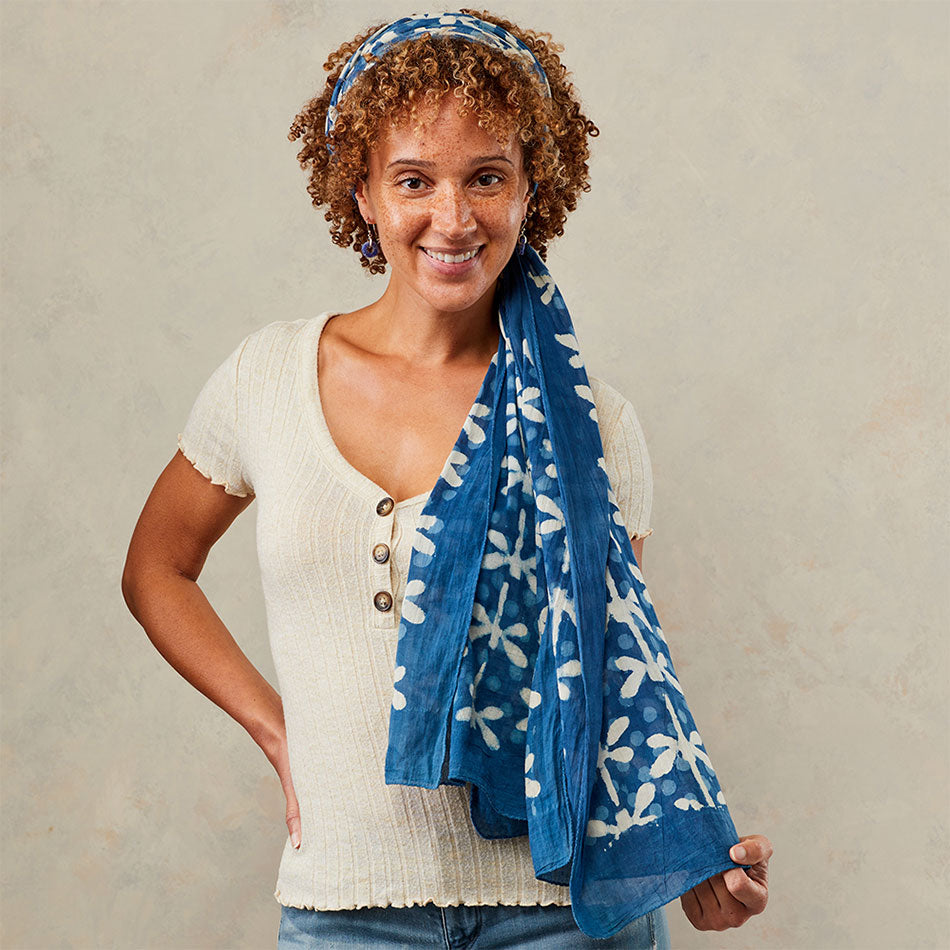 Fair trade ethically made indigo scarf