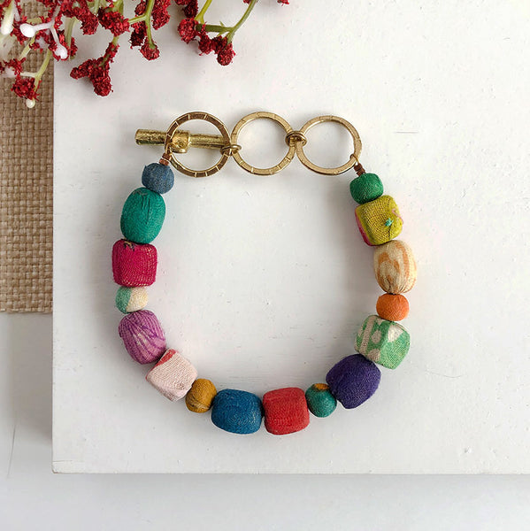Recycled Sari Toggle Bracelet, India - Women's Peace Collection