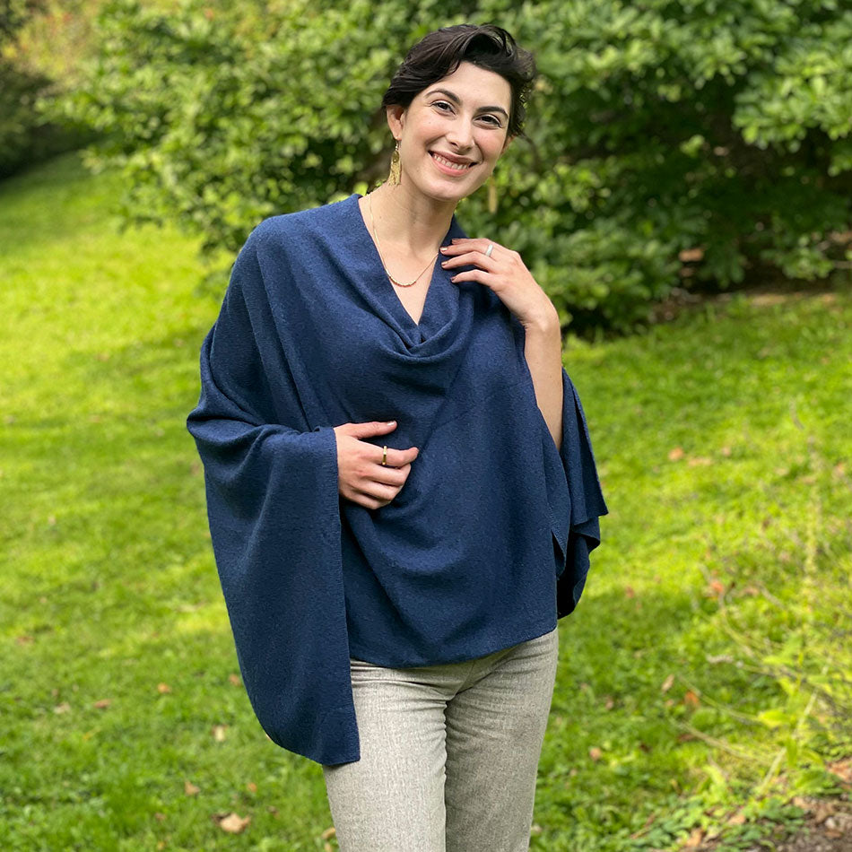 Fair trade cashmere poncho handmade by artisans in Nepal