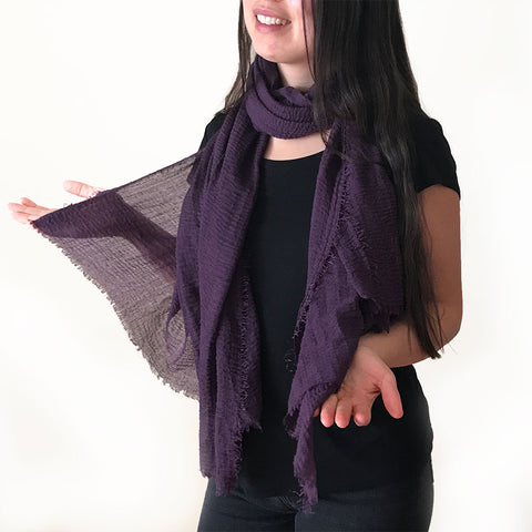 Silk and Linen Scarf/Wrap - Slate Blue, Vietnam - Women's Peace Collection